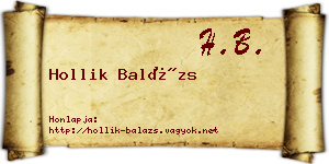 Hollik Balázs névjegykártya